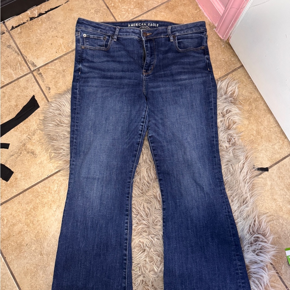 American Eagle Outfitters Women's Dark Blue Flare Jeans